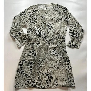 Cloth & Stone Anthropologie Dress Womens Small Animal Print Tencel Cinch Waist
